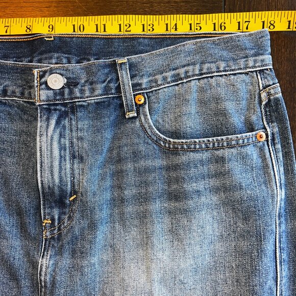 Levis Denim Mini Skirt Distressed Frayed Hem Blue Jean Casual Womens Size 31 - Picture 10 of 10